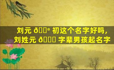 刘元 💮 初这个名字好吗,刘姓元 🍀 字辈男孩起名字